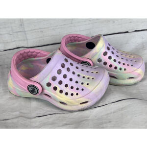 Joybees Kids Active Clog Graphic Pink Purple Washed Tie Dye US 4/5 Beach Camping
